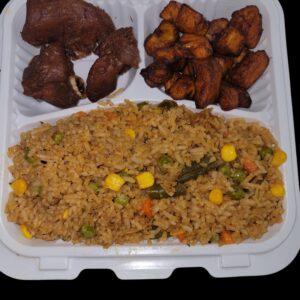 Riz frit & alloco & dinde