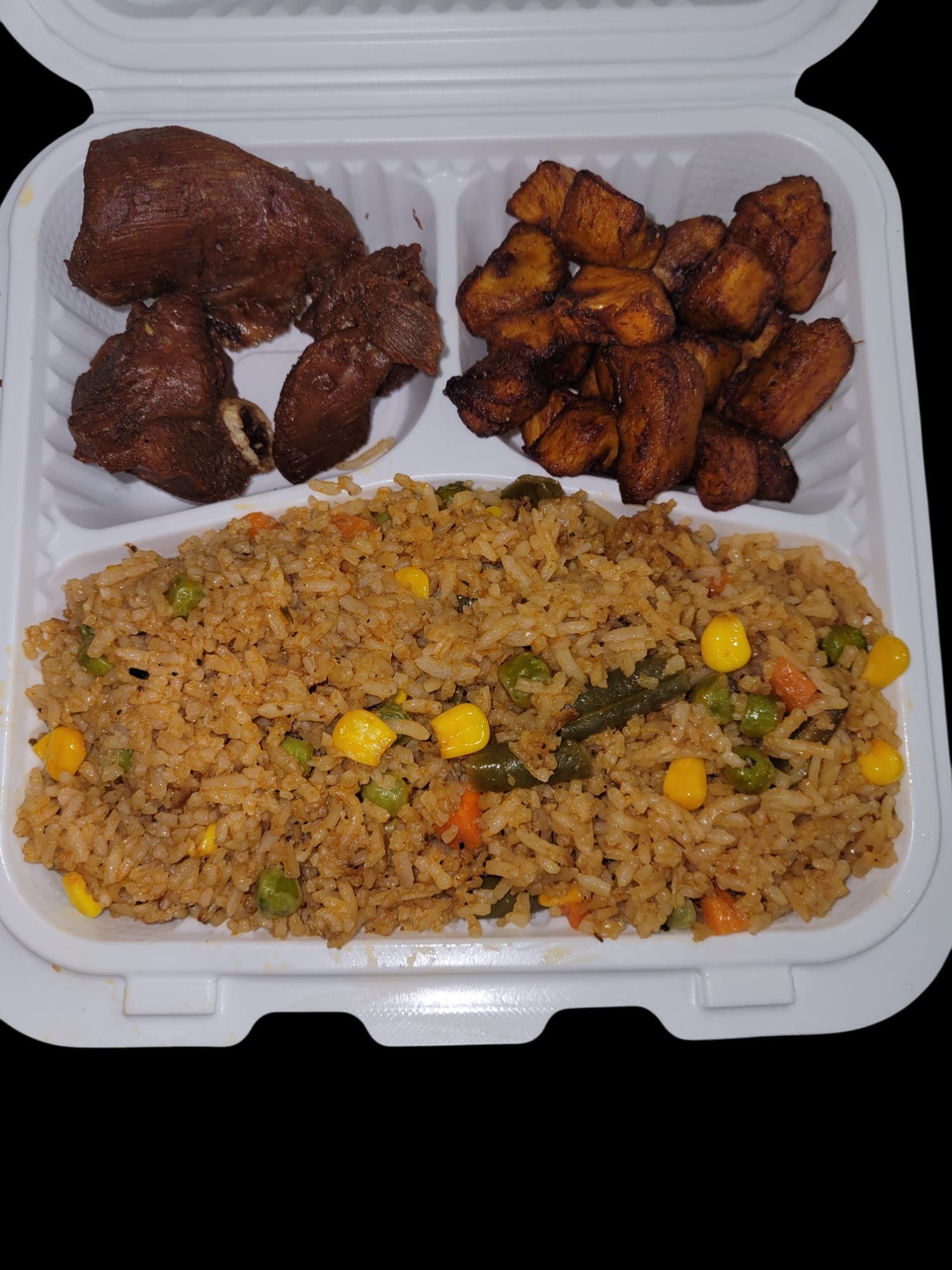 Riz frit & alloco & dinde